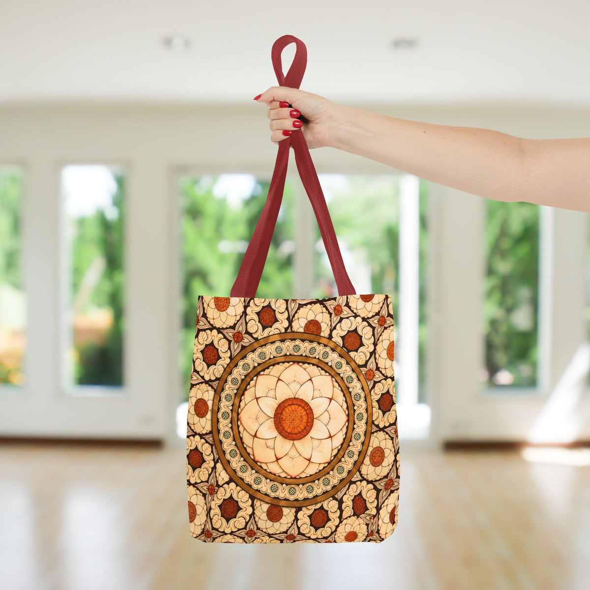 Sri Lankan Floral Mandala Tote Bag Cream & Terracotta