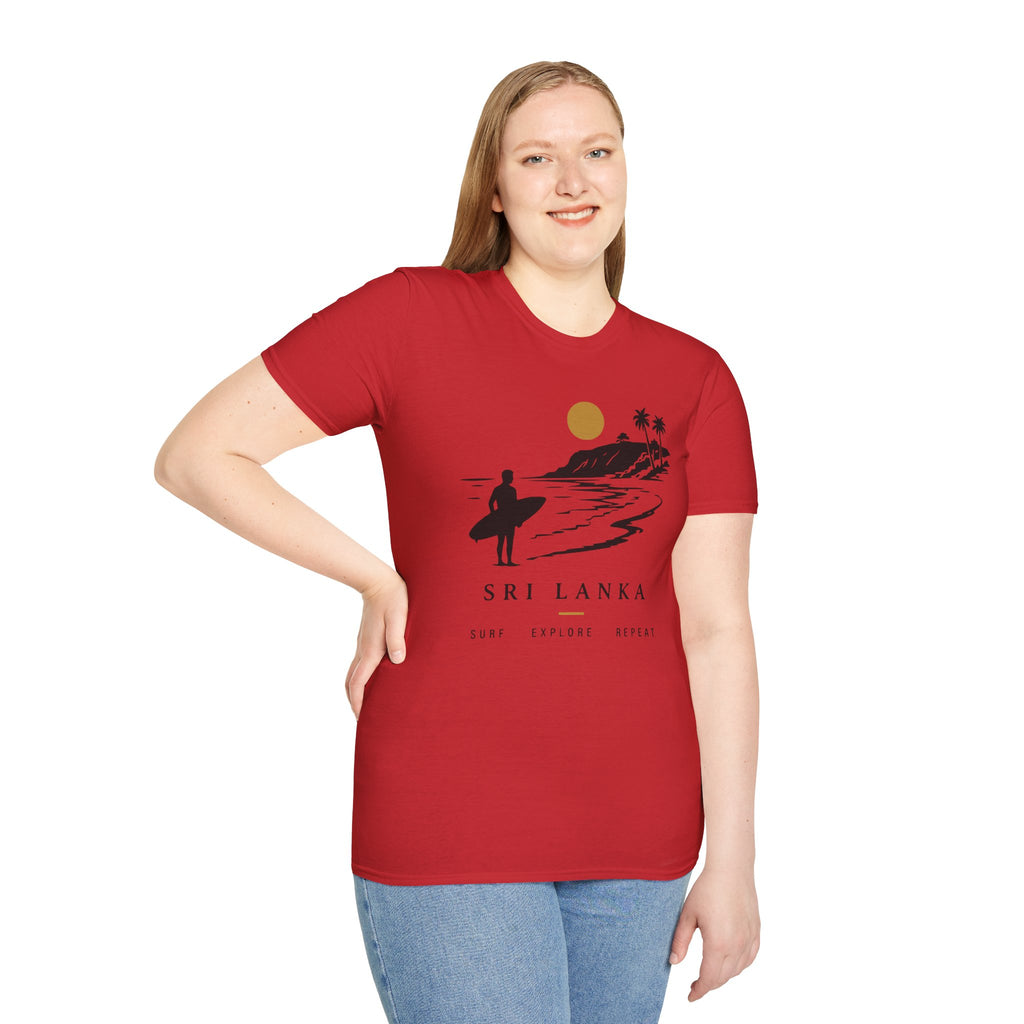 Sri Lanka Surf  Unisex T-Shirt  Surf Explore Repeat Beach Tee