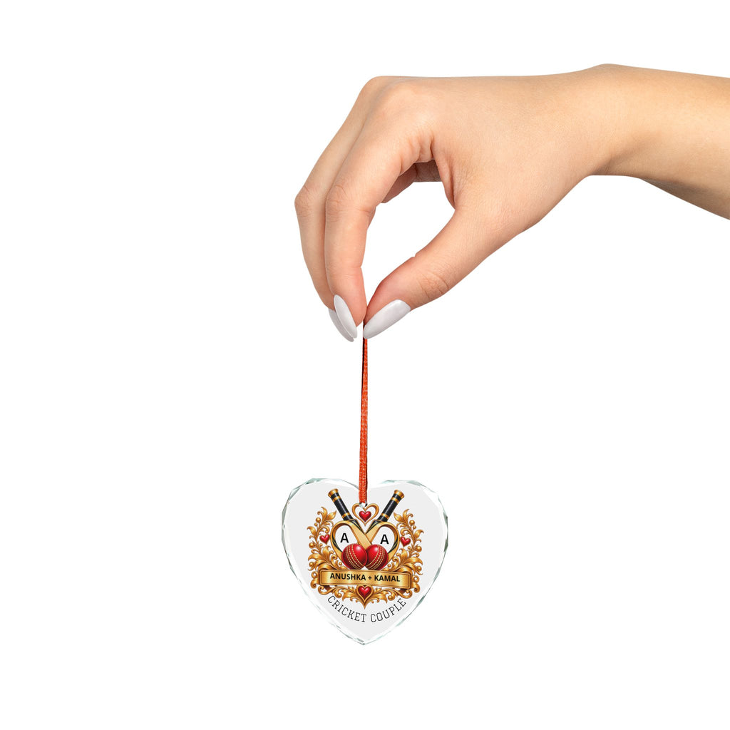 Personalized Cricket Couple Heart Ornament | Sri Lankan Gift