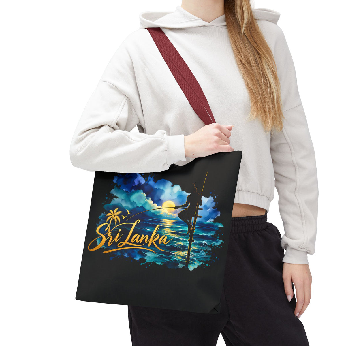 Sri Lanka Stilt Fisherman Tote Bag Island Dusk Beach Bag