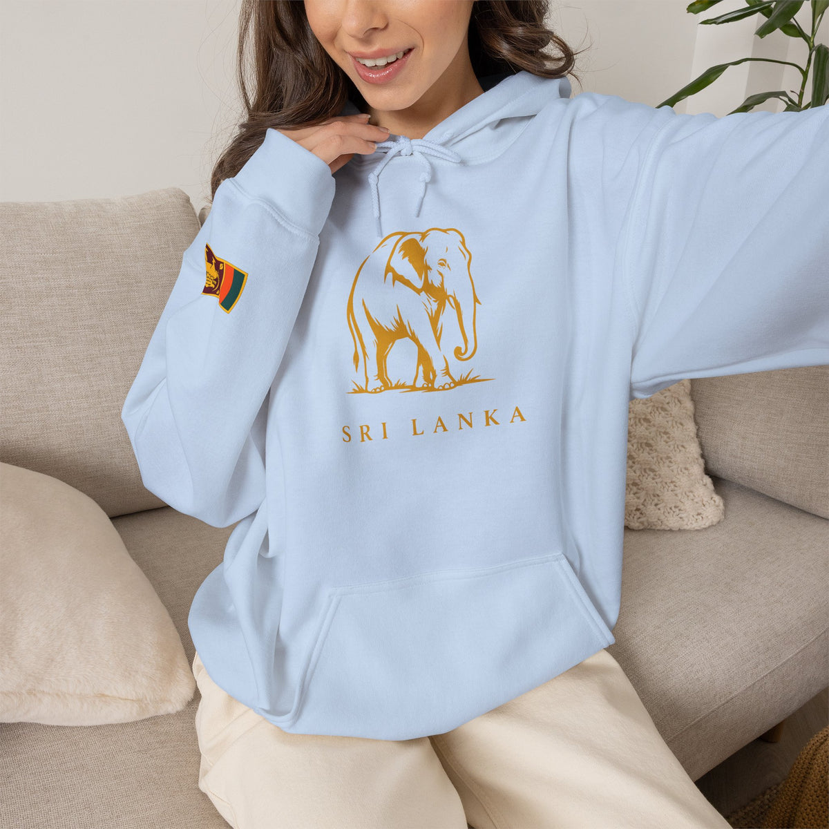Sri Lanka Elephant Unisex Hoodie Gold Heritage Design