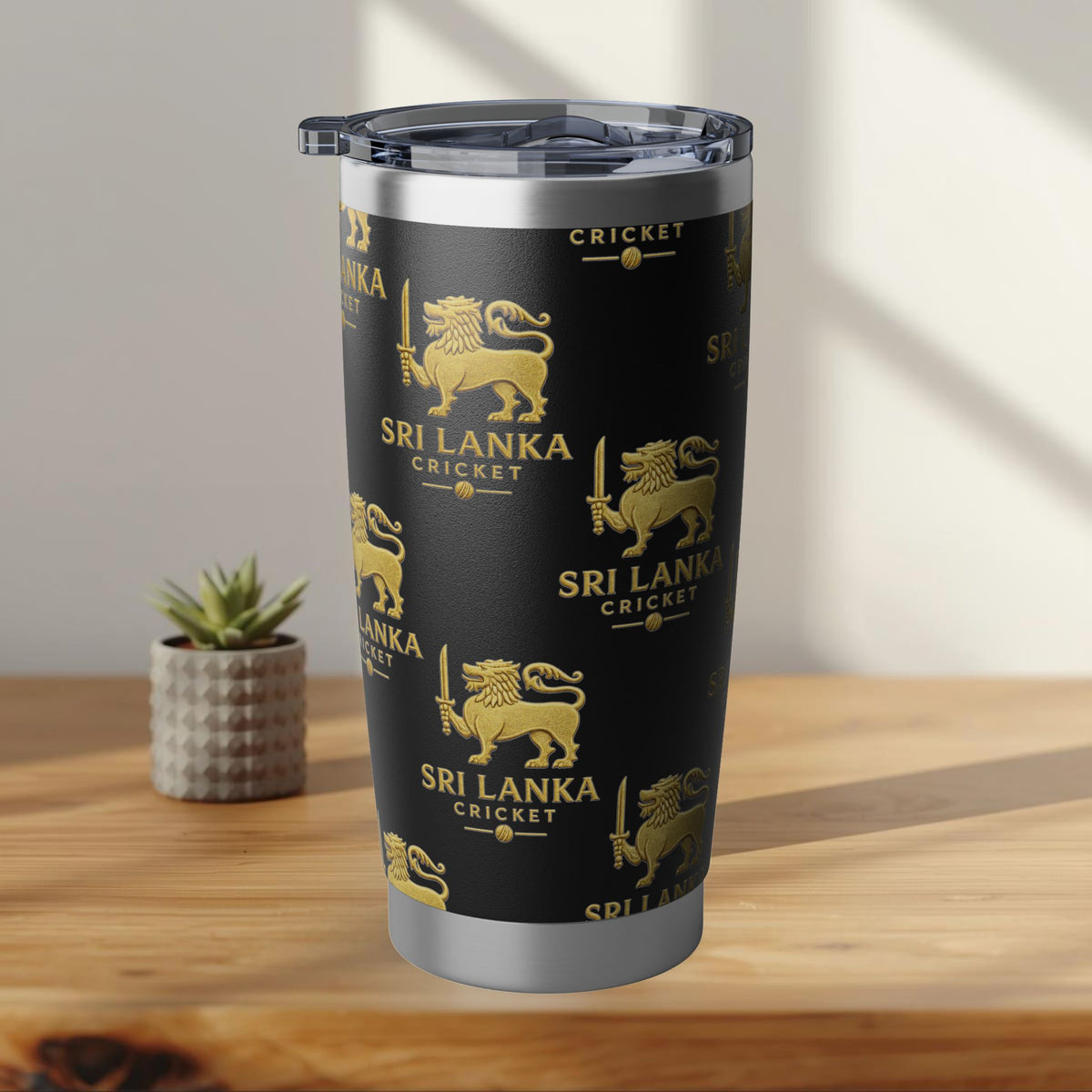Sri Lanka Cricket Gift | Lion Crest 20 oz Travel Tumbler