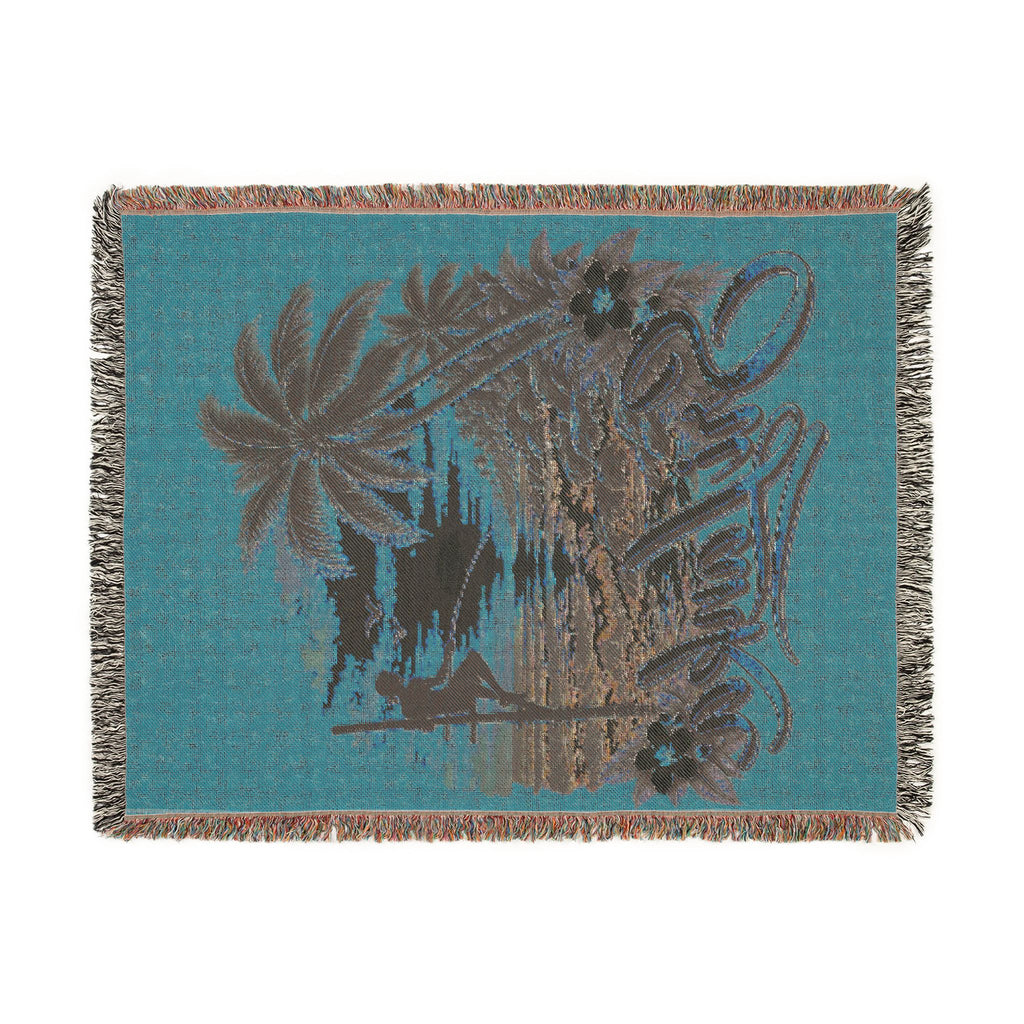 Sri Lanka Woven Cotton Blanket Stilt Fisherman Sunset