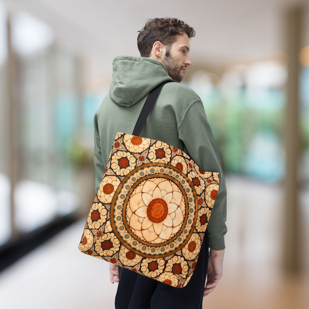Sri Lankan Floral Mandala Tote Bag Cream & Terracotta