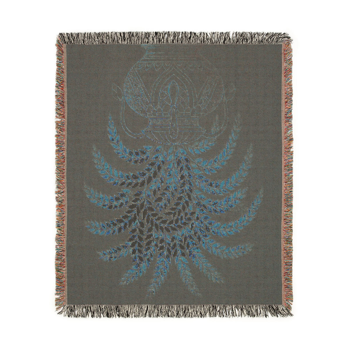 Punkalasa Woven Throw Blanket Sri Lankan Heritage Burgundy Gold Cotton Fringe Blanket