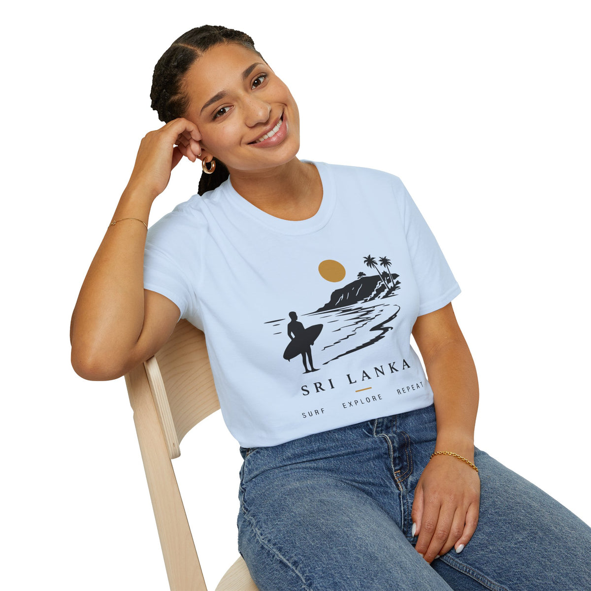 Sri Lanka Surf  Unisex T-Shirt  Surf Explore Repeat Beach Tee