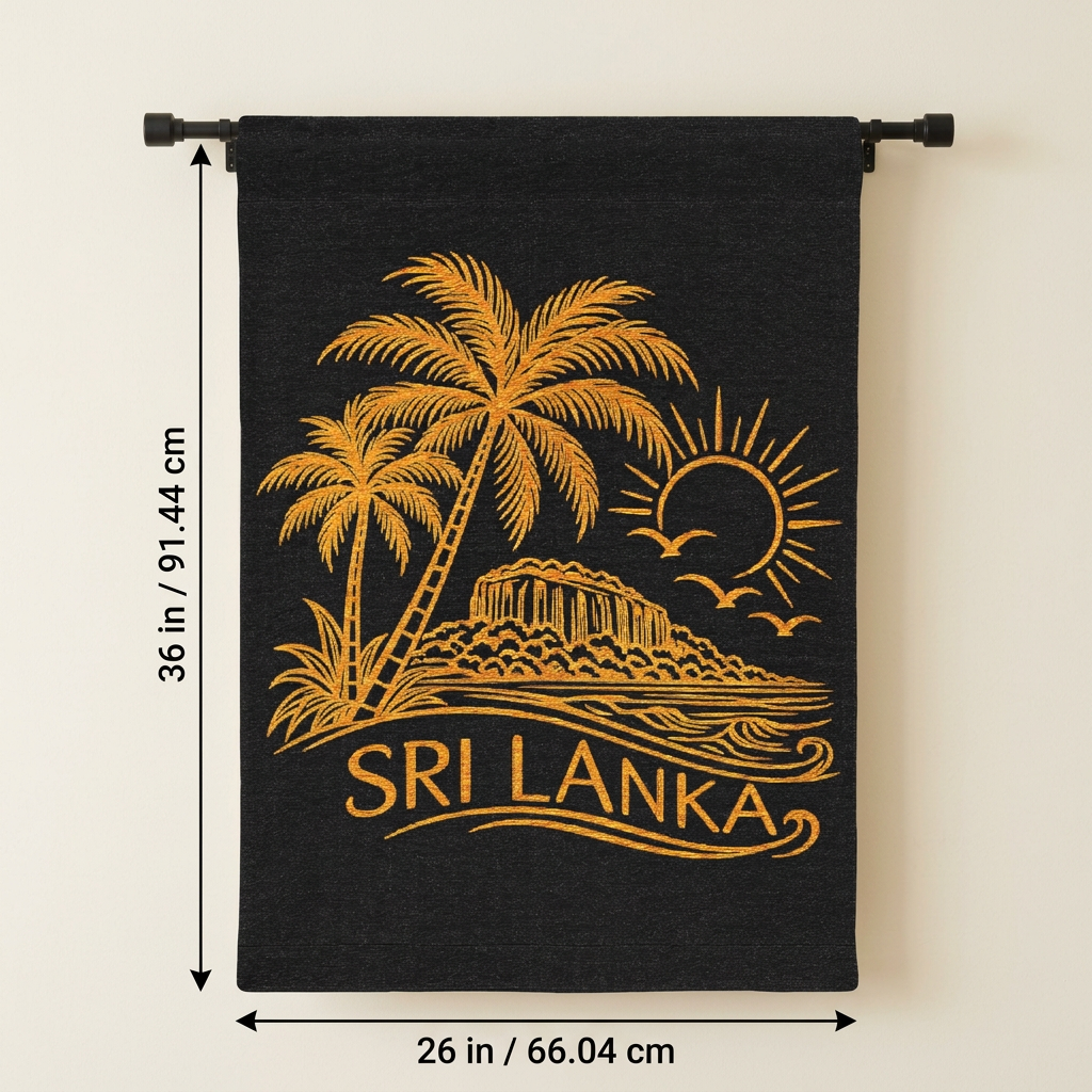 Sri Lanka Woven Wall Tapestry | Golden Palms & Island Art