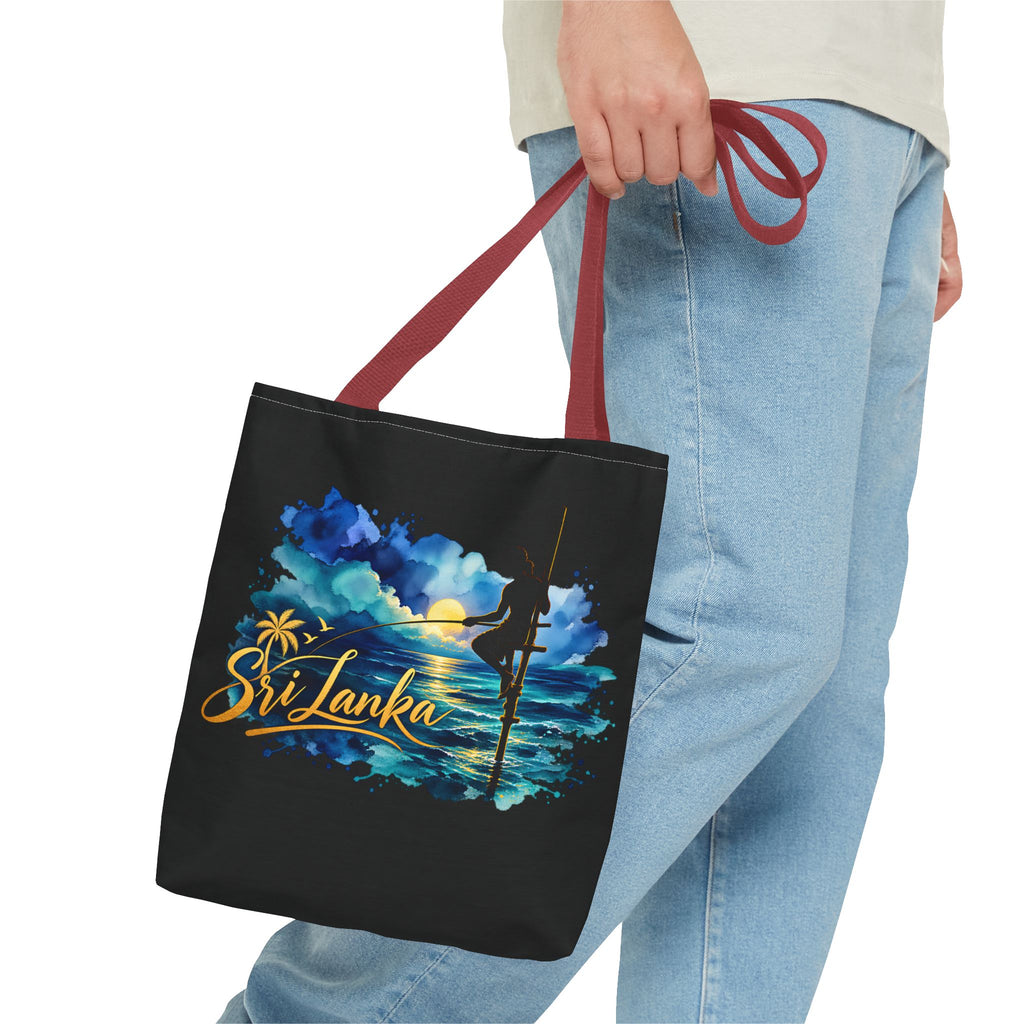 Sri Lanka Stilt Fisherman Tote Bag Island Dusk Beach Bag