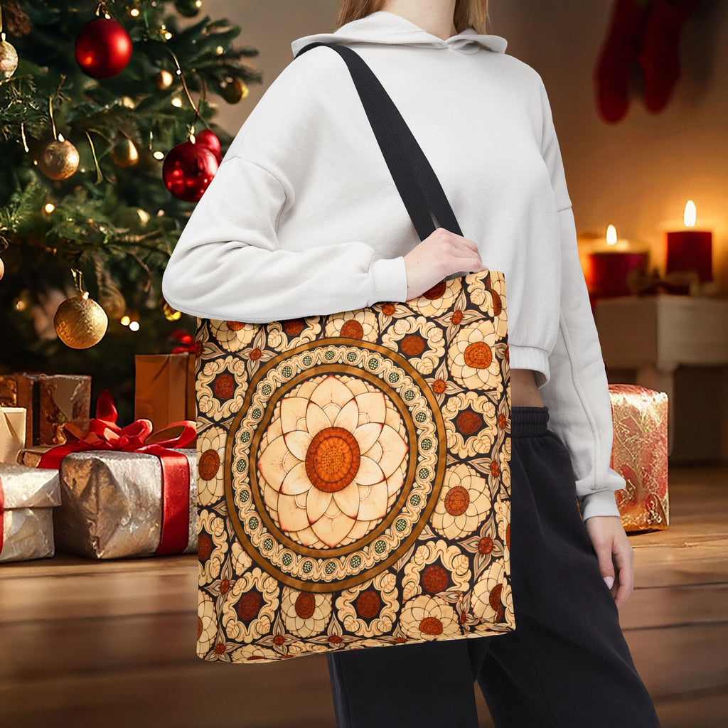 Sri Lankan Floral Mandala Tote Bag Cream & Terracotta