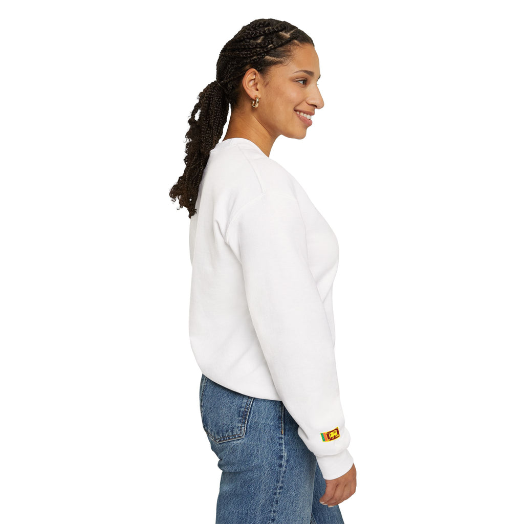 Embroideredlion face srilanka flag Minimal Palm Crest Sweatshirt — Small Tropical Logo Crewneck
