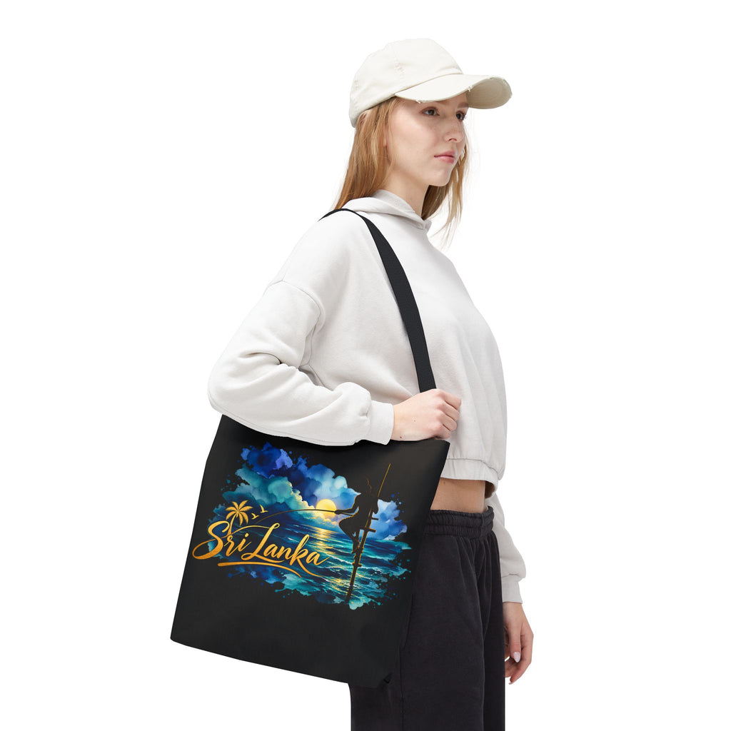 Sri Lanka Stilt Fisherman Tote Bag Island Dusk Beach Bag