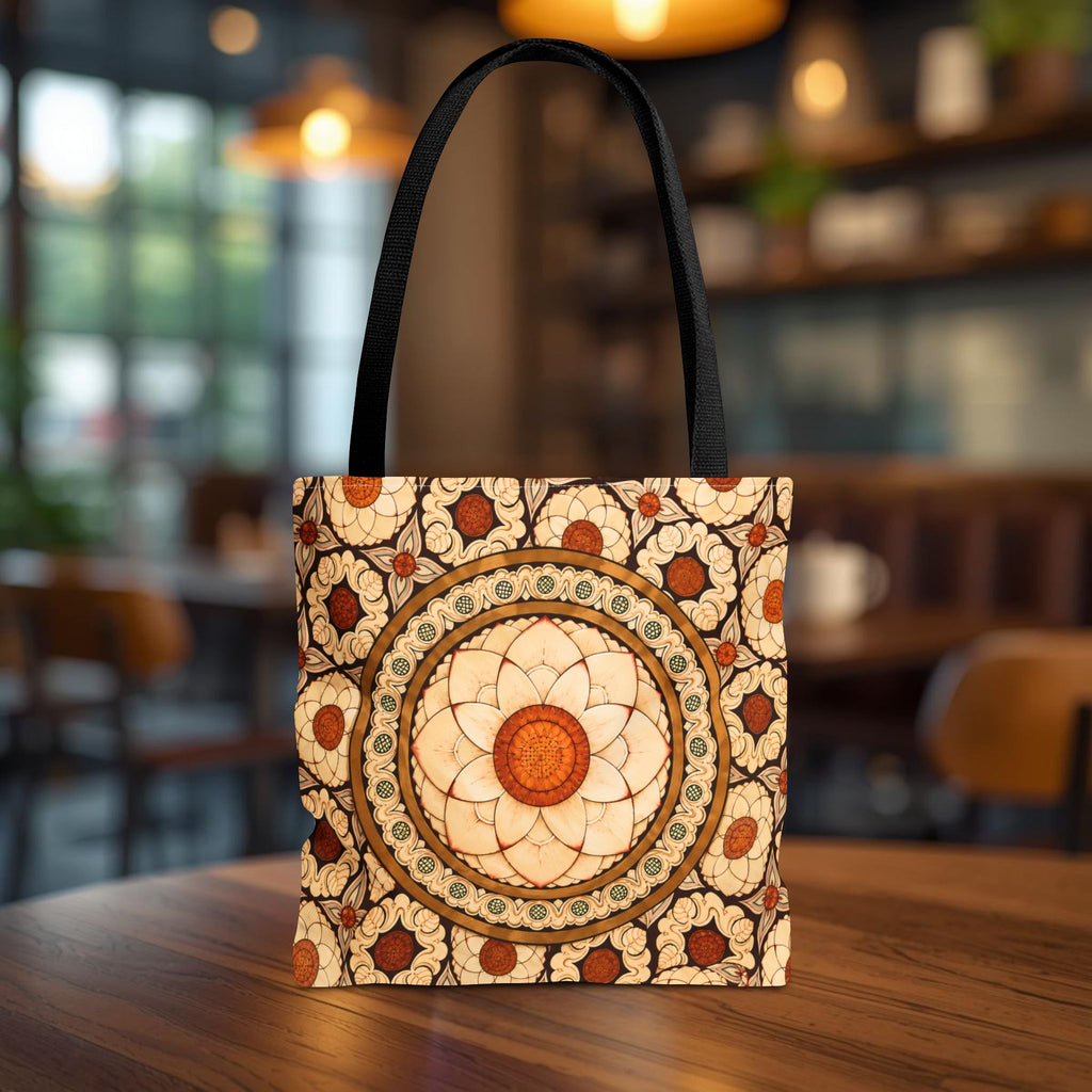 Sri Lankan Floral Mandala Tote Bag Cream & Terracotta