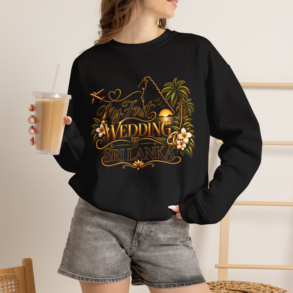 Personalized Sri Lanka Wedding Sweatshirt | Name on Right Sleeve