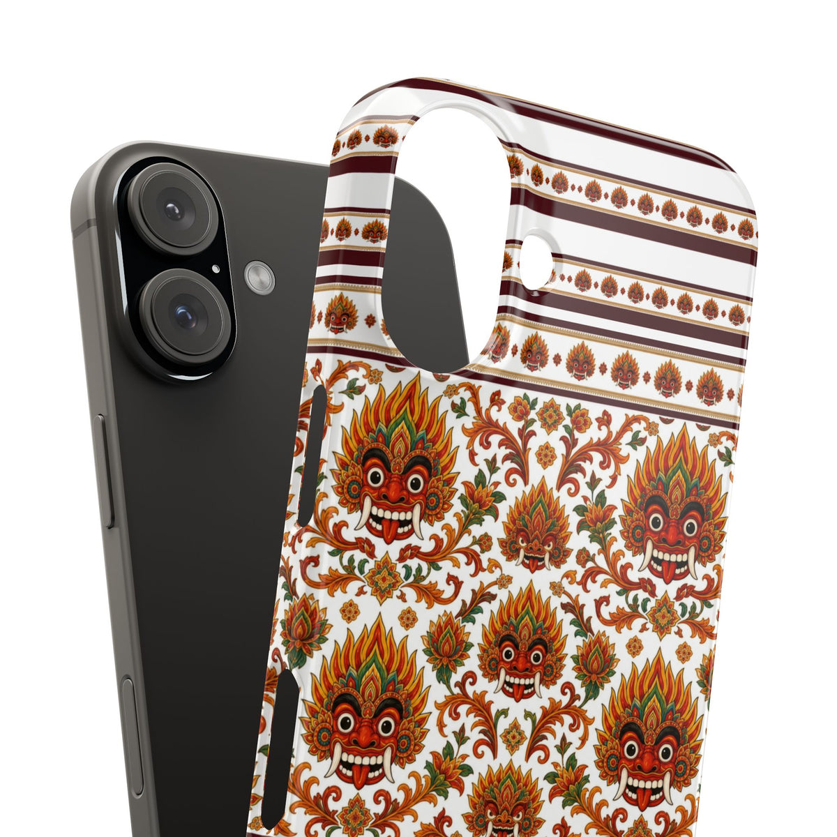 Sri Lankan Gift Slim Phone Case Raksha Floral Folk Mask Pattern