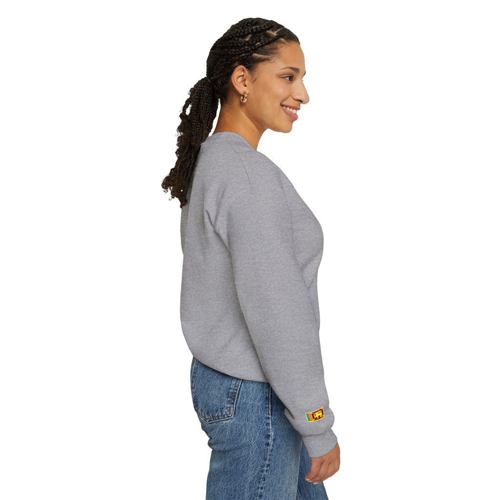 Embroideredlion face srilanka flag Minimal Palm Crest Sweatshirt — Small Tropical Logo Crewneck