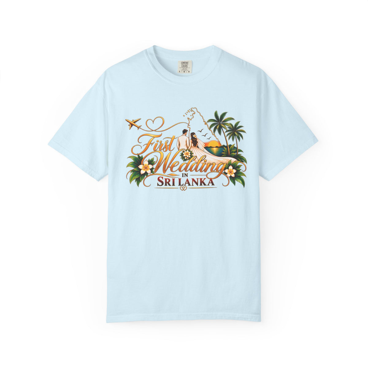 Sri Lanka Destination Wedding T-Shirt — "First Wedding Sri Lanka" Couple Tee (Roshini & Rohan 2026)
