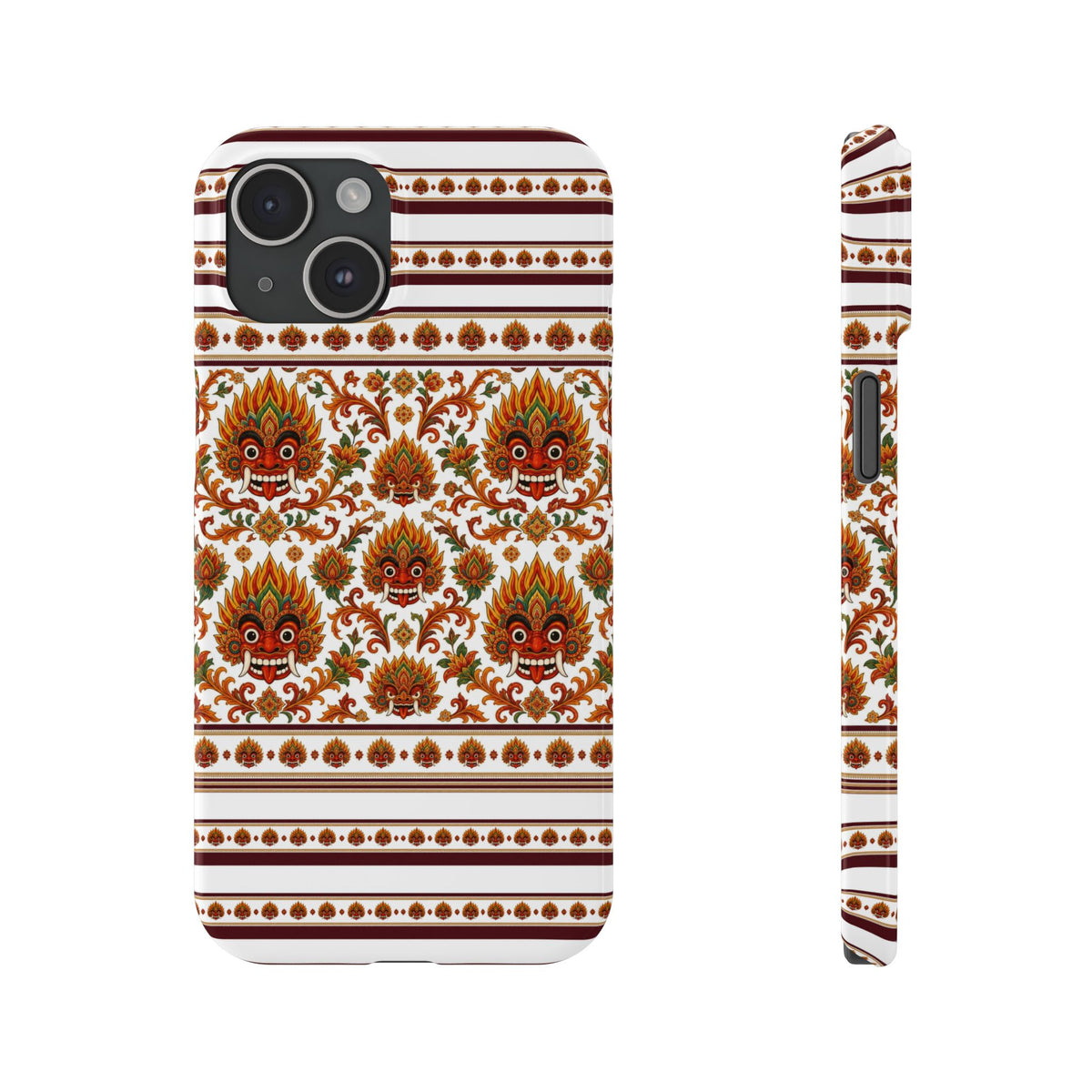 Sri Lankan Gift Slim Phone Case Raksha Floral Folk Mask Pattern