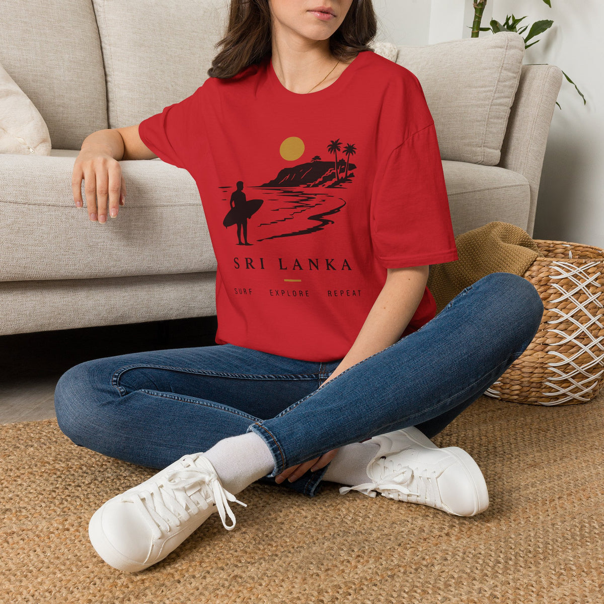Sri Lanka Surf  Unisex T-Shirt  Surf Explore Repeat Beach Tee