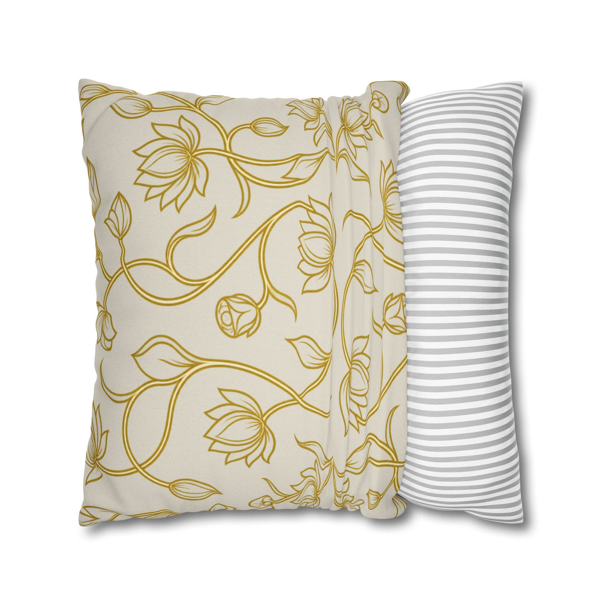 Ceylon Lotus Cushion Cover Sri Lankan Temple Flower Gold Botanical Pillow Case
