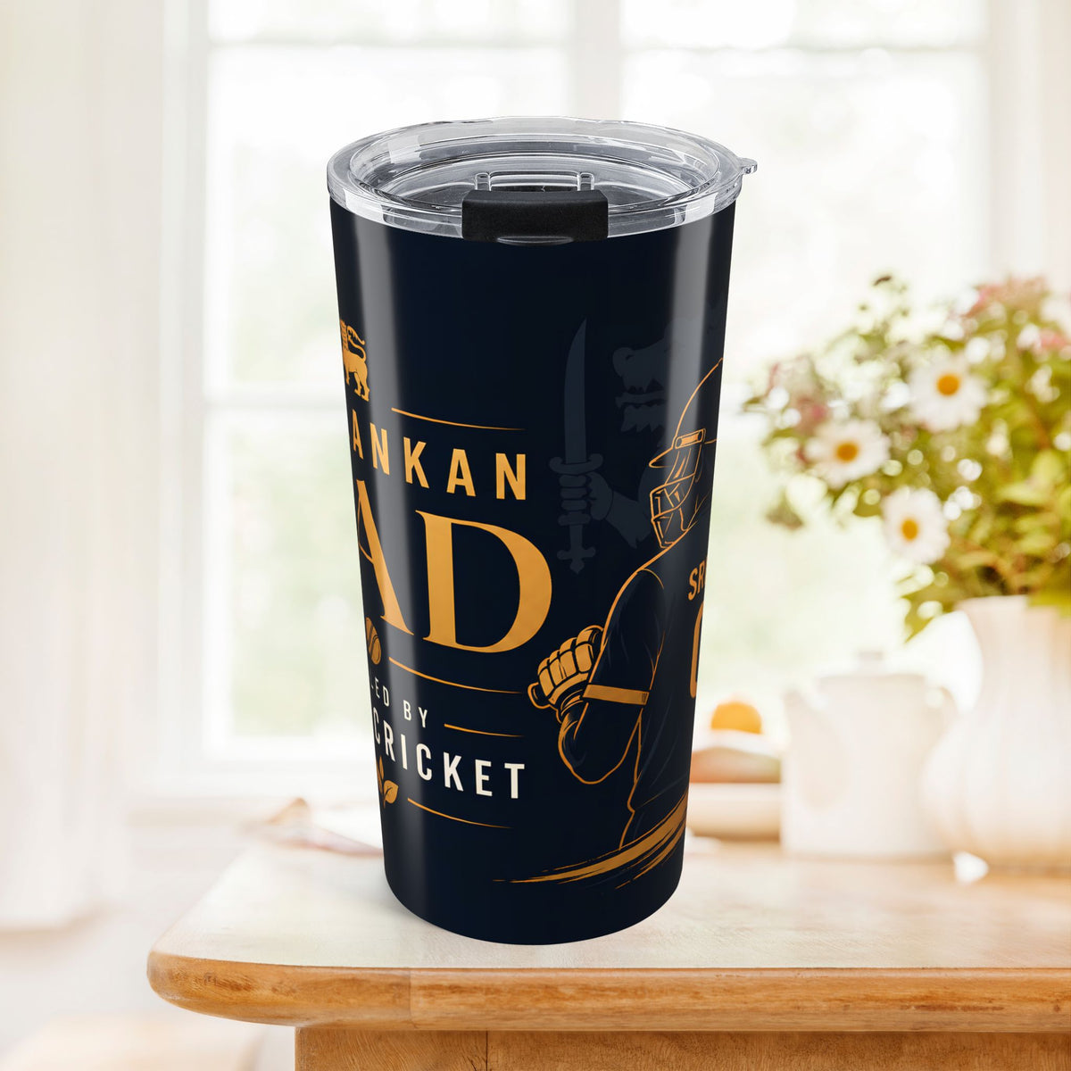 Sri Lanka Cricket Dad Tumbler 20oz | Black & Gold Batsman