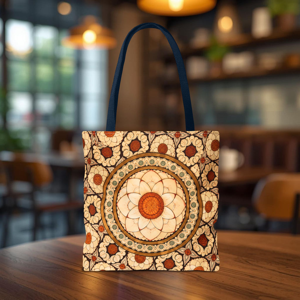 Sri Lankan Floral Mandala Tote Bag Cream & Terracotta