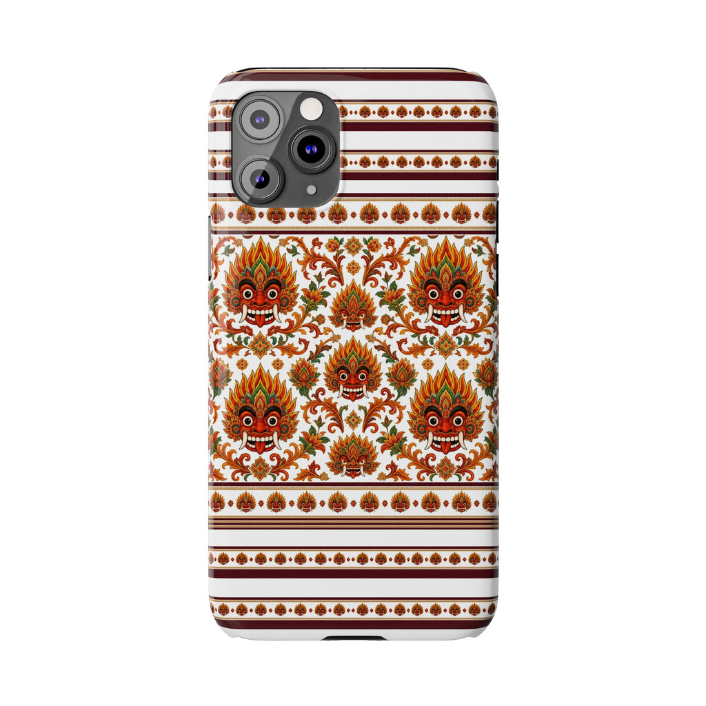 Sri Lankan Gift Slim Phone Case Raksha Floral Folk Mask Pattern