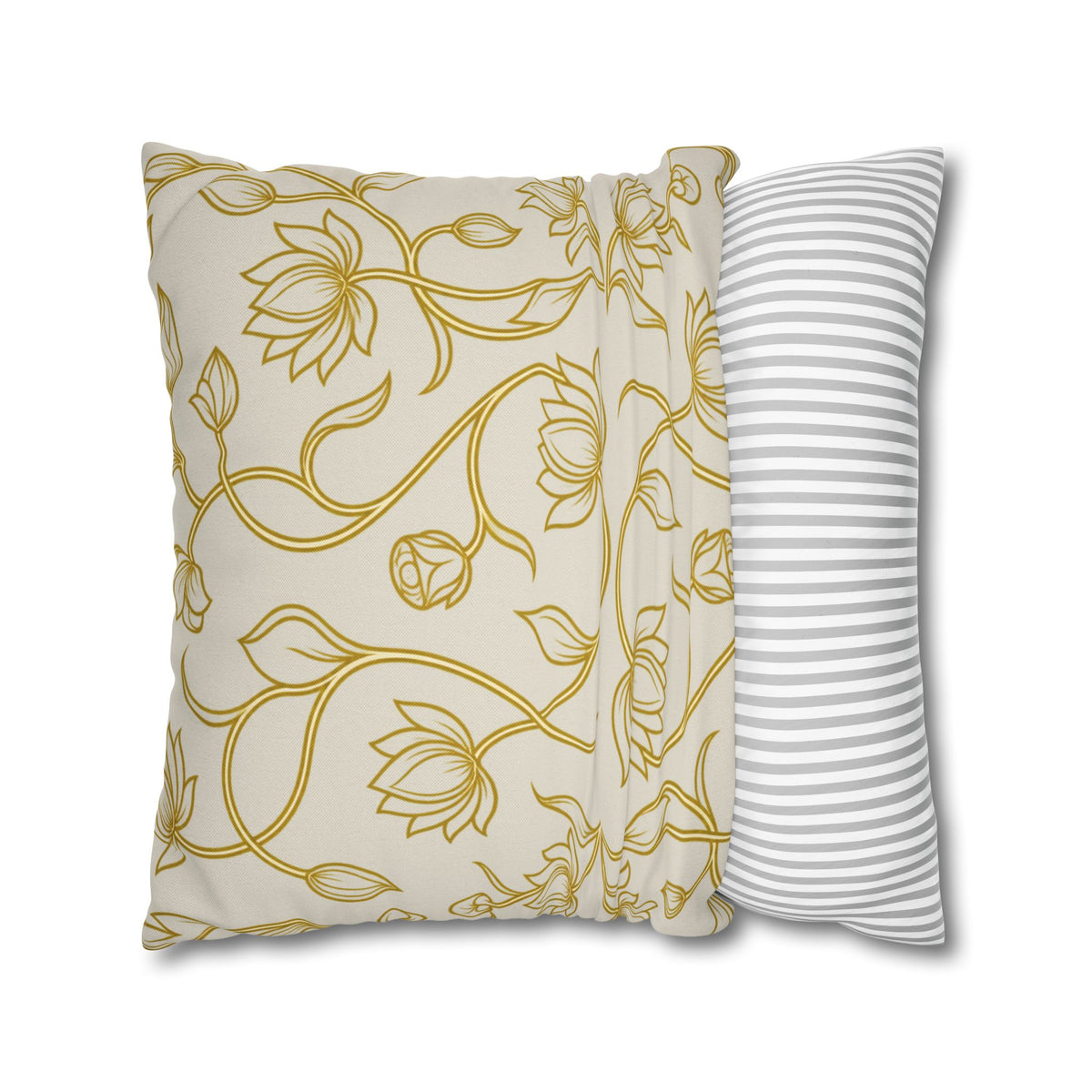 Ceylon Lotus Cushion Cover Sri Lankan Temple Flower Gold Botanical Pillow Case