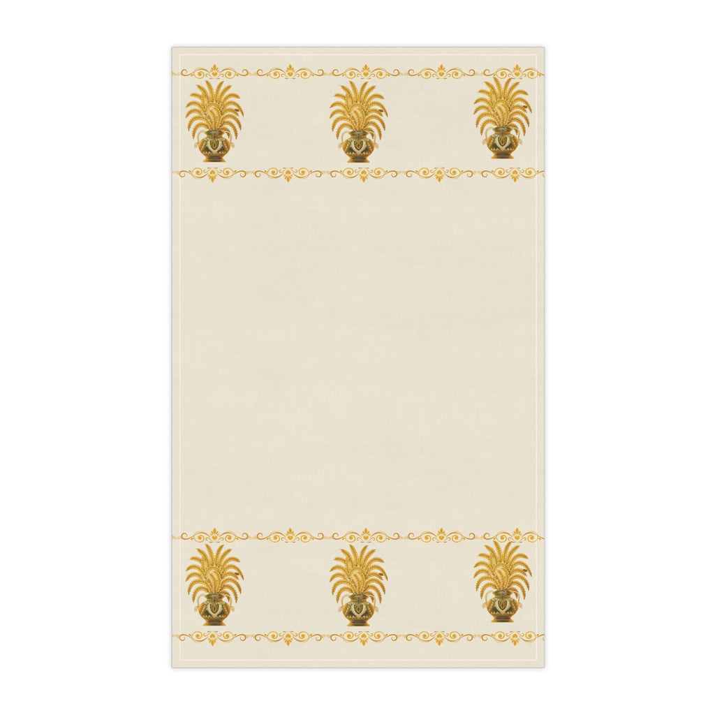 Punkalasa Border Tea Towel Sri Lankan Gold Blessing Cream Heritage Kitchen Dish Towel