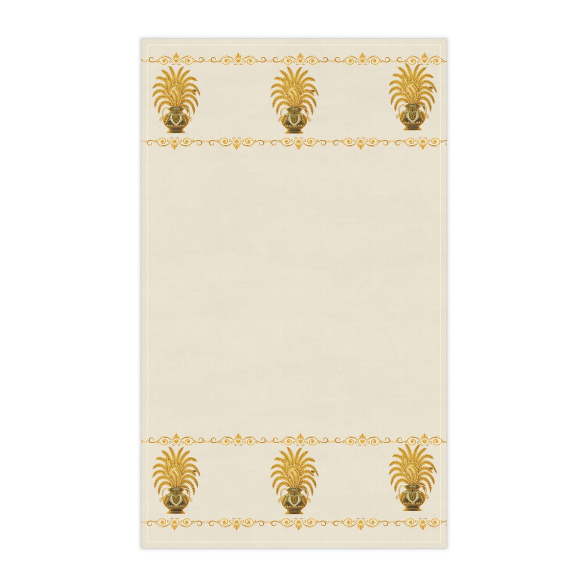 Punkalasa Border Tea Towel Sri Lankan Gold Blessing Cream Heritage Kitchen Dish Towel