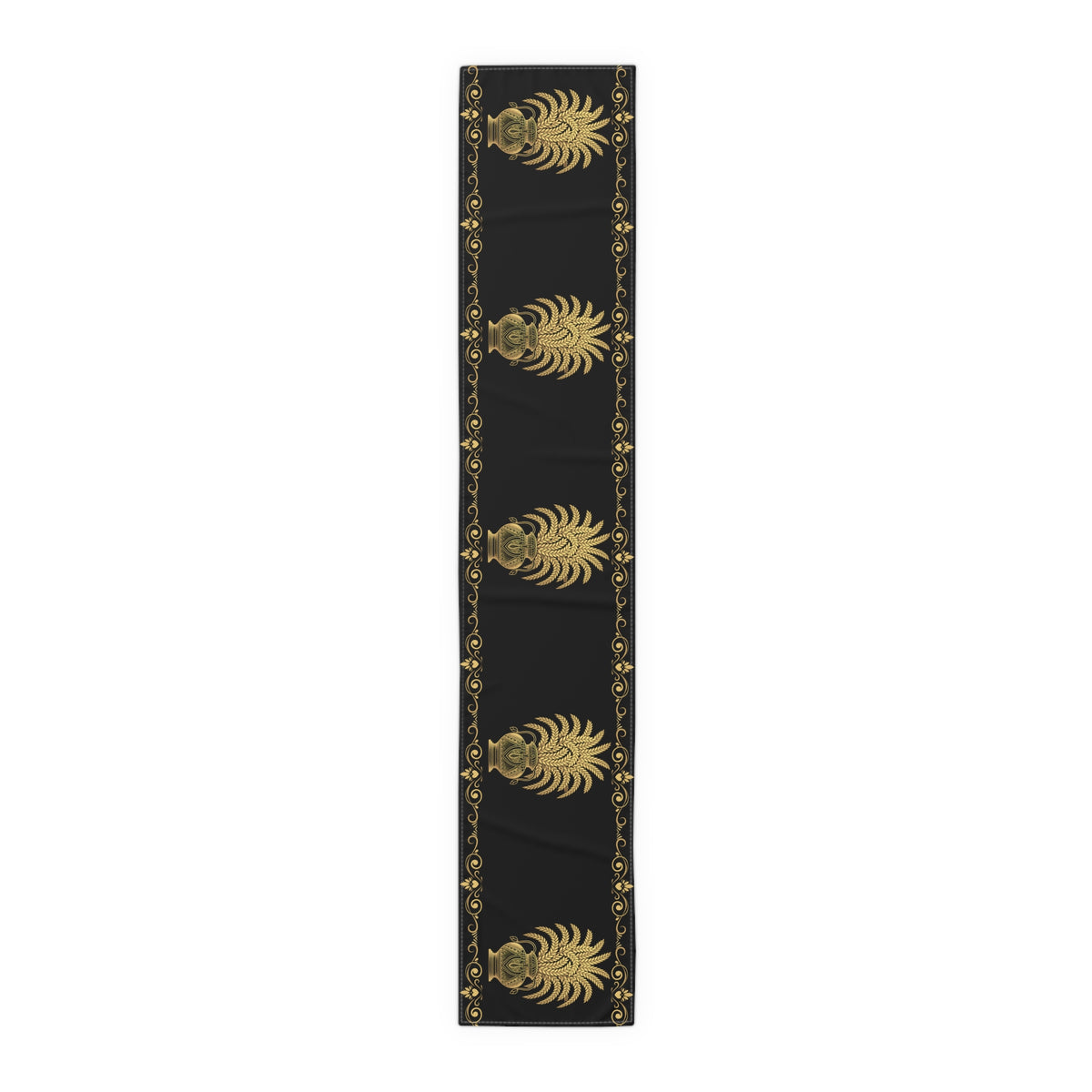 Punkalasa Table Runner Sri Lankan Gold Blessing Black Baroque Dining Table Linen