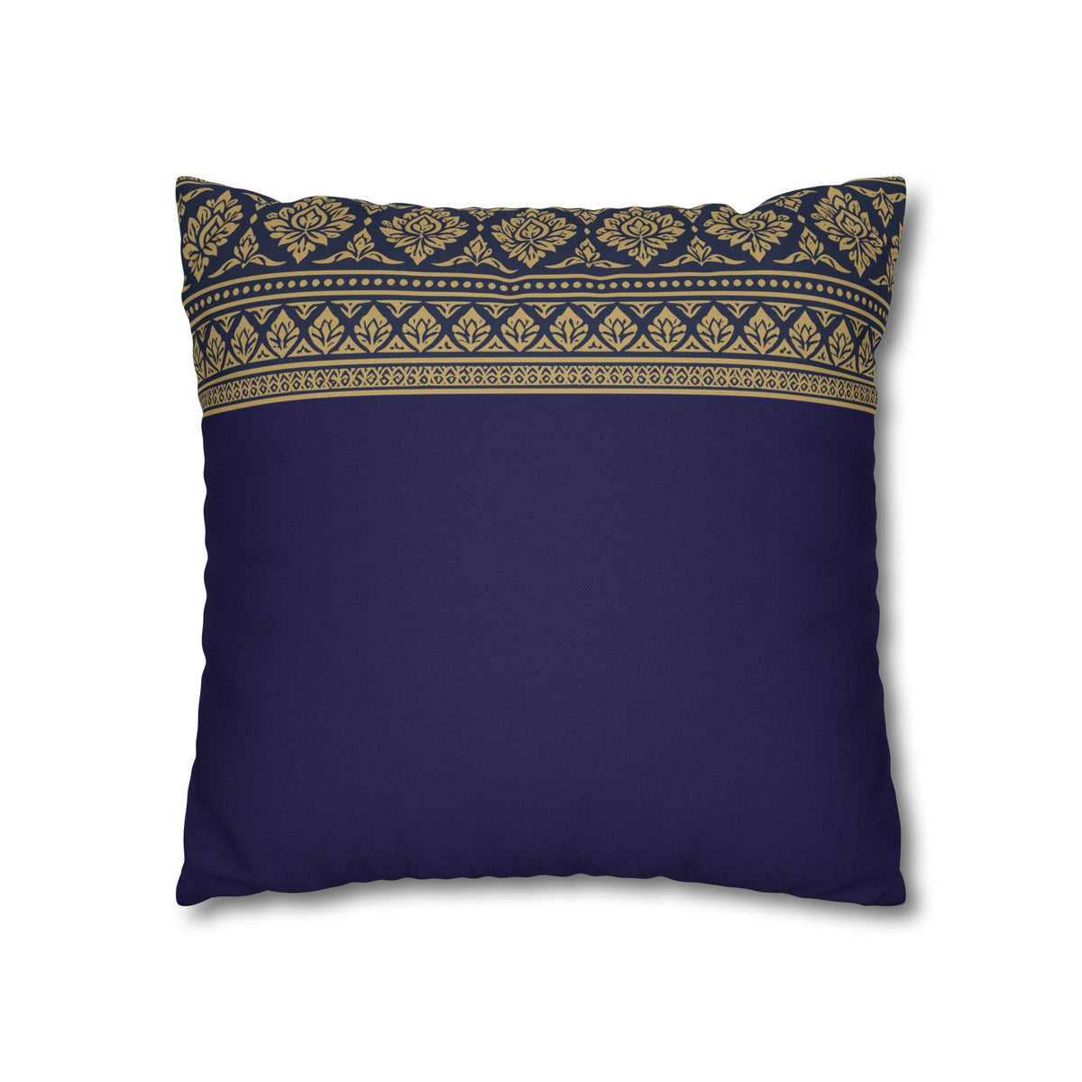 Navy & Gold Border Cushion Cover Sri Lankan Gift Pillowcase