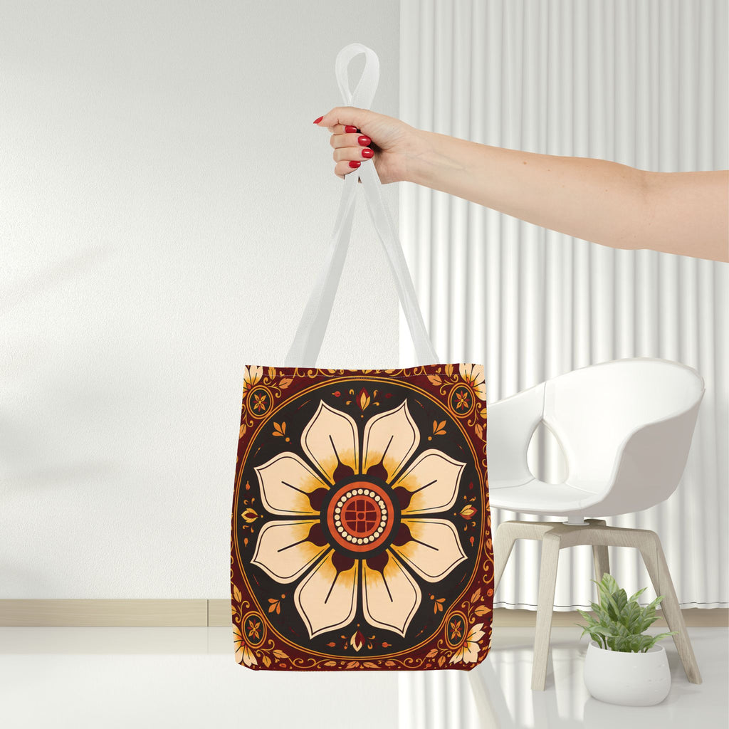 Sri Lankan Floral Tote Bag  Cream & Burgundy Gift Bag
