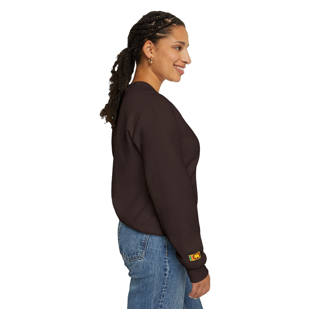 Embroideredlion face srilanka flag Minimal Palm Crest Sweatshirt — Small Tropical Logo Crewneck