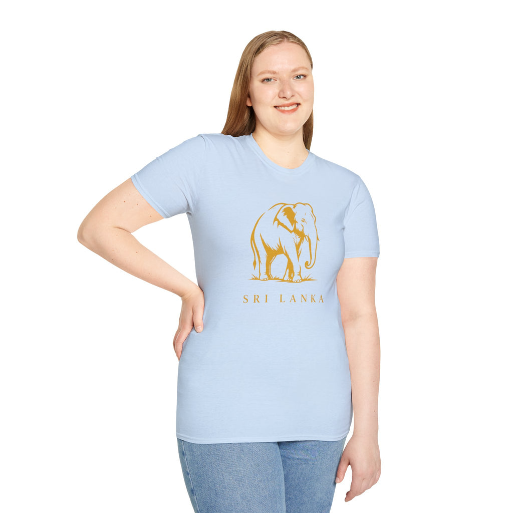 Sri Lanka Elephant Unisex T-Shirt Minimal Ochre Graphic Tee