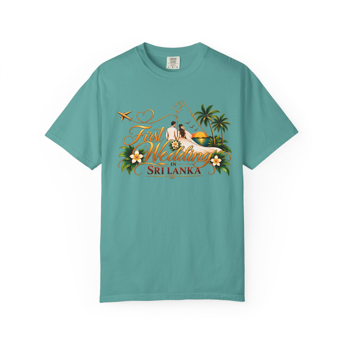 Sri Lanka Destination Wedding T-Shirt — "First Wedding Sri Lanka" Couple Tee (Roshini & Rohan 2026)