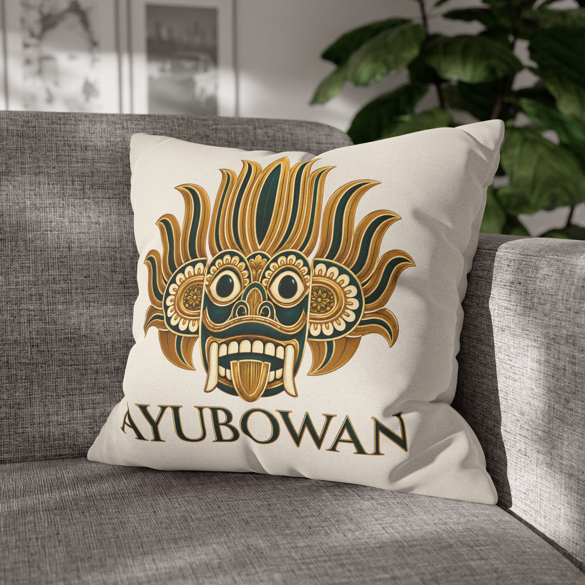 Sri Lankan Gift Pillowcase – Ayubowan Mask Cushion Cover