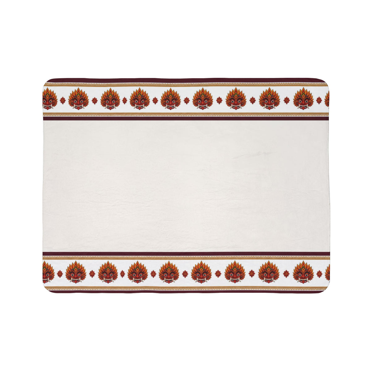 Raksha Mask Border Fleece Blanket Sri Lankan Devil Dance Sherpa Throw | Ceylon Culture Vibes