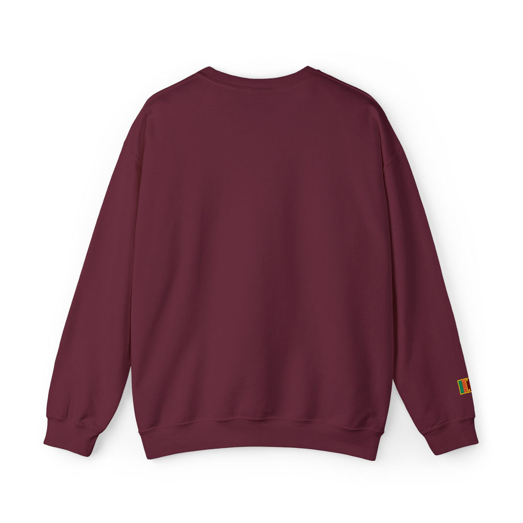 Embroideredlion face srilanka flag Minimal Palm Crest Sweatshirt — Small Tropical Logo Crewneck
