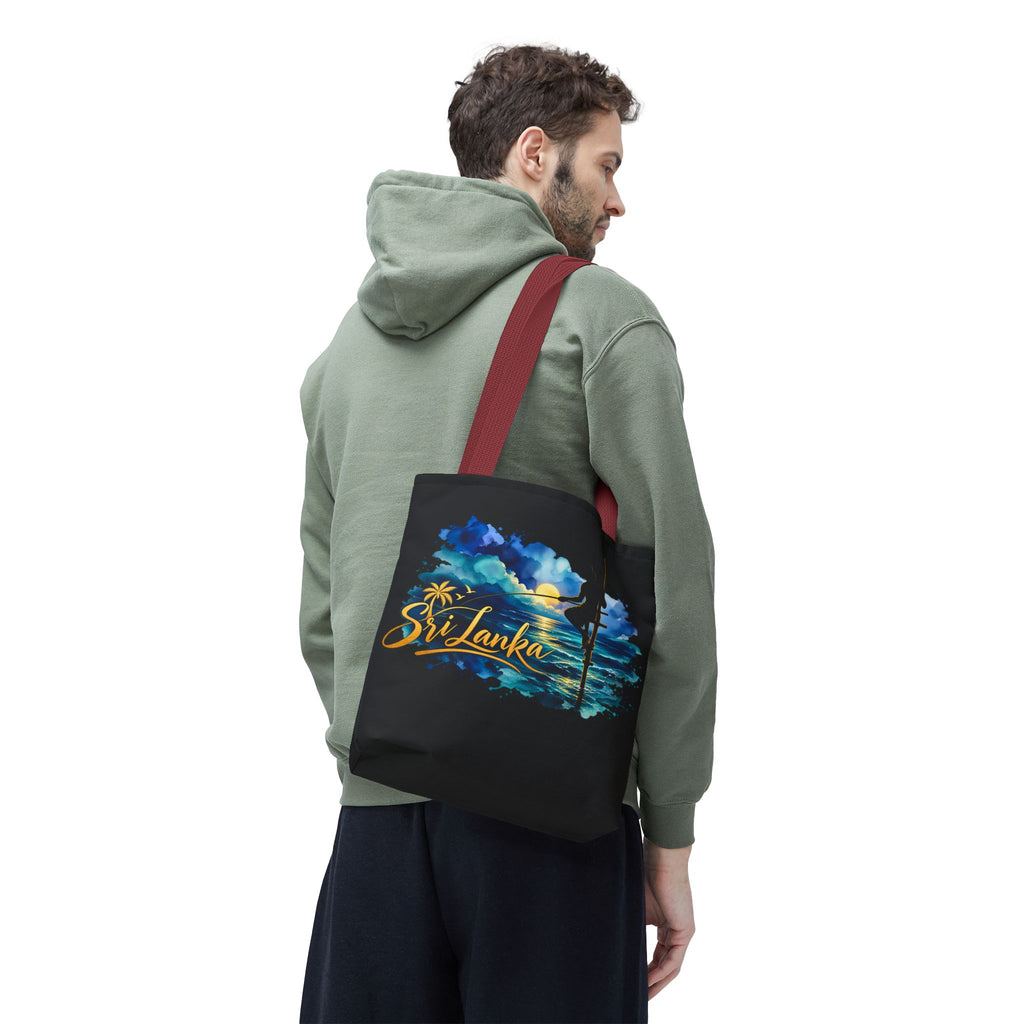 Sri Lanka Stilt Fisherman Tote Bag Island Dusk Beach Bag