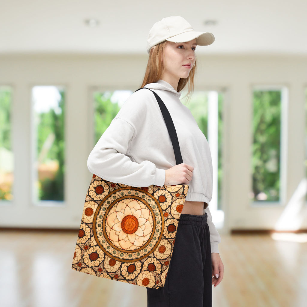 Sri Lankan Floral Mandala Tote Bag Cream & Terracotta