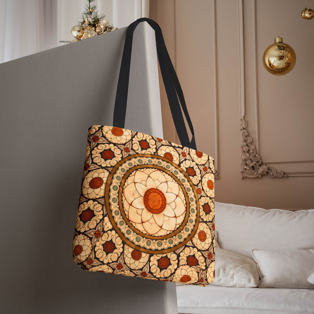 Sri Lankan Floral Mandala Tote Bag Cream & Terracotta