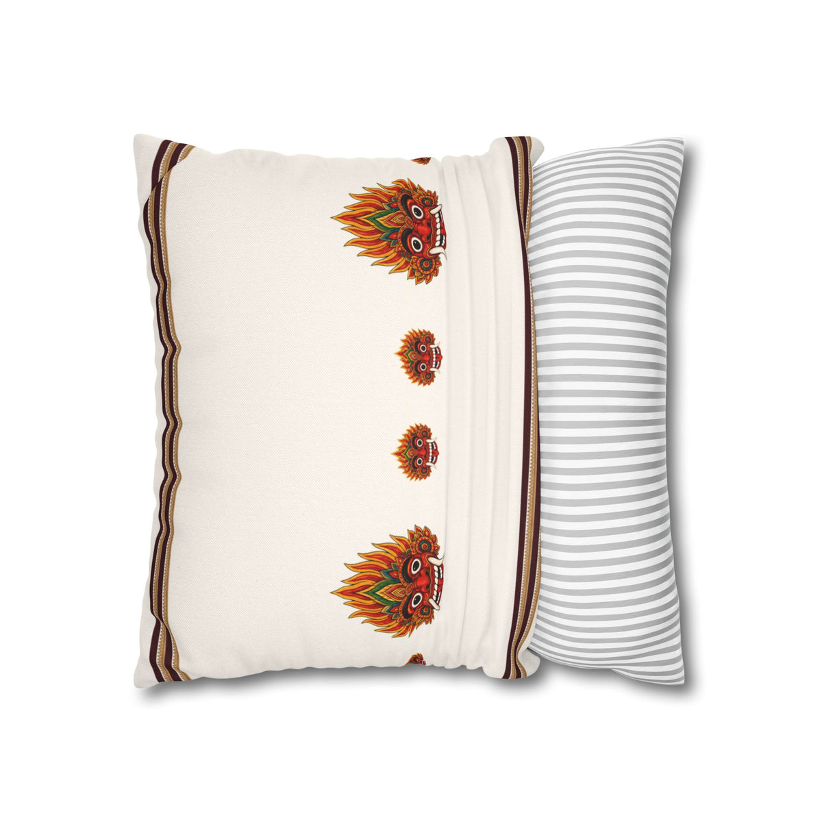 Raksha Mask Cushion Cover Sri Lankan Devil Dance Decorative Throw Pillow