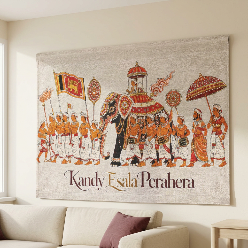 Kandy Esala Perahera Woven Wall Tapestry | Sri Lankan Gift