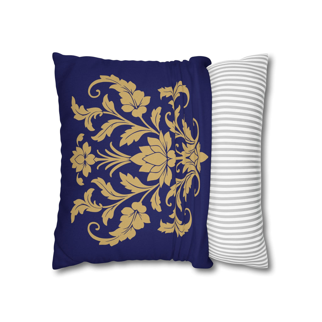 Kandyan Heritage Cushion Cover – Navy & Gold Floral Pillowcase