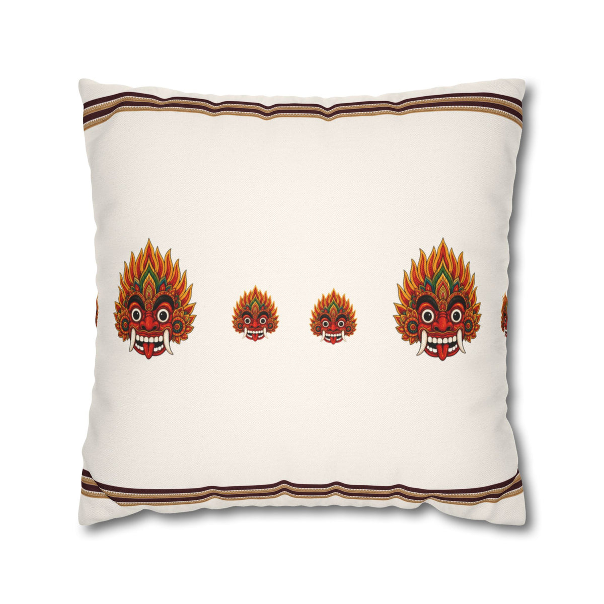 Raksha Mask Cushion Cover Sri Lankan Devil Dance Decorative Throw Pillow