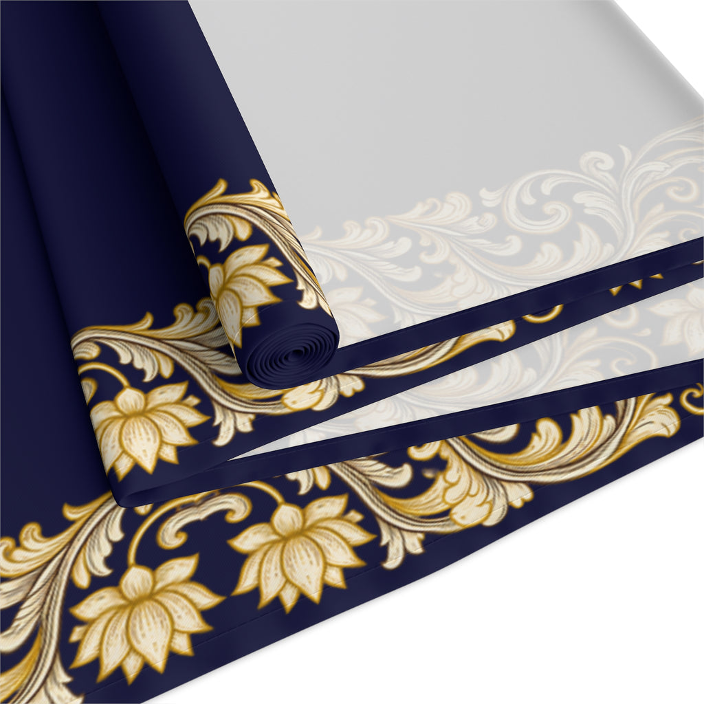 Navy & Gold Baroque Table Runner | Elegant Dining Décor