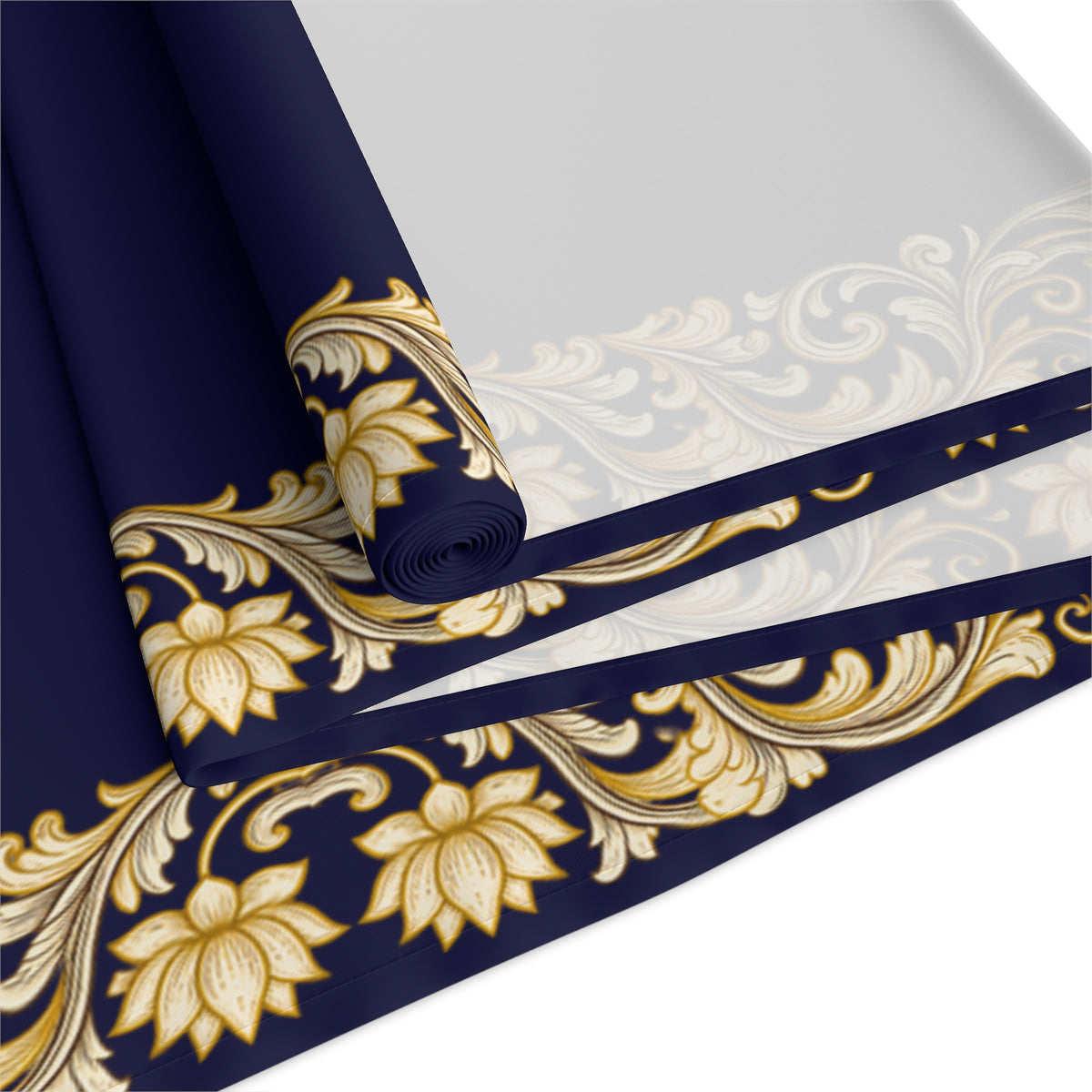 Navy & Gold Baroque Table Runner | Elegant Dining Décor
