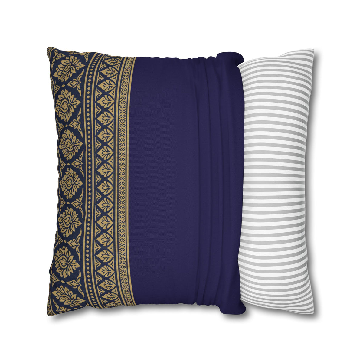 Navy & Gold Border Cushion Cover Sri Lankan Gift Pillowcase