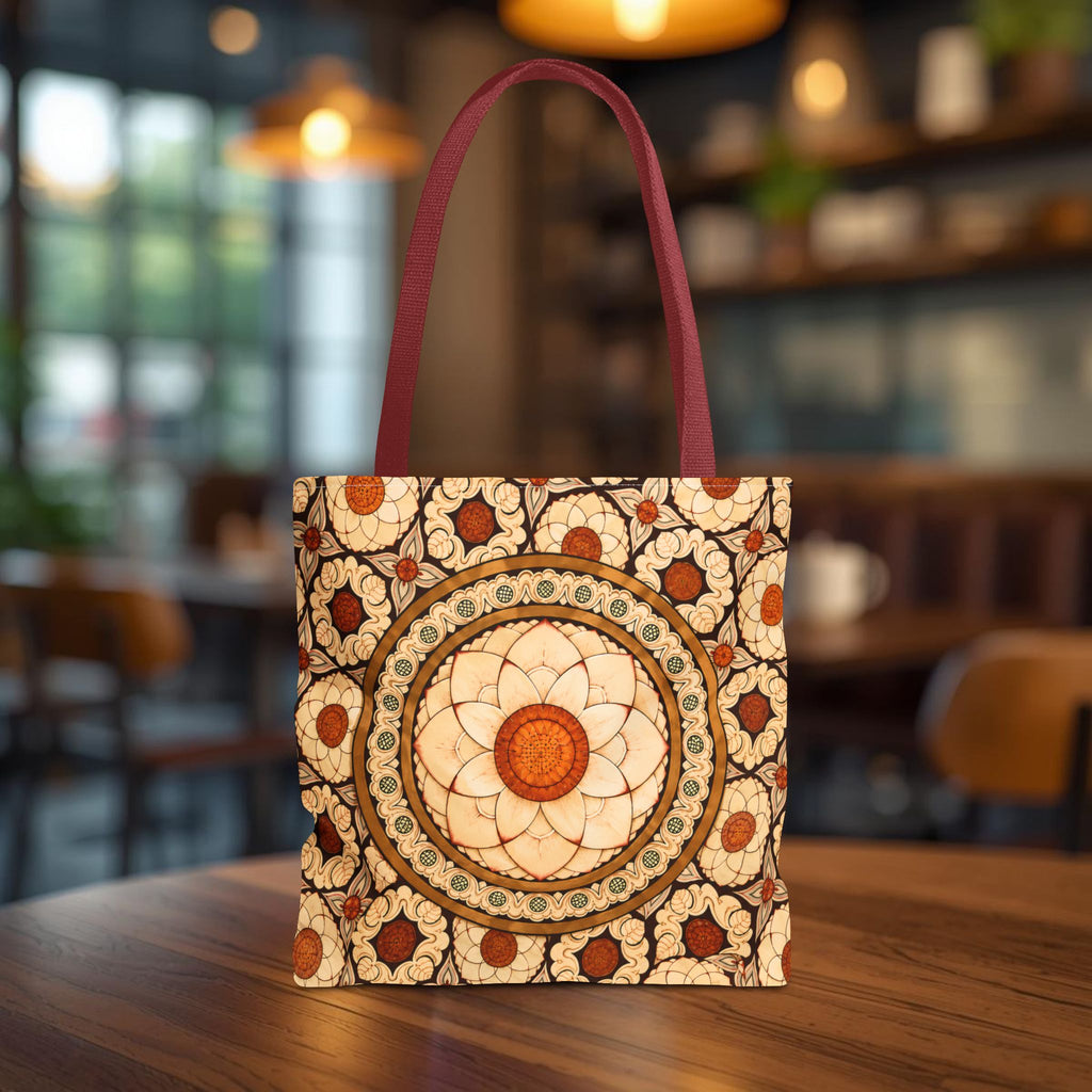 Sri Lankan Floral Mandala Tote Bag Cream & Terracotta