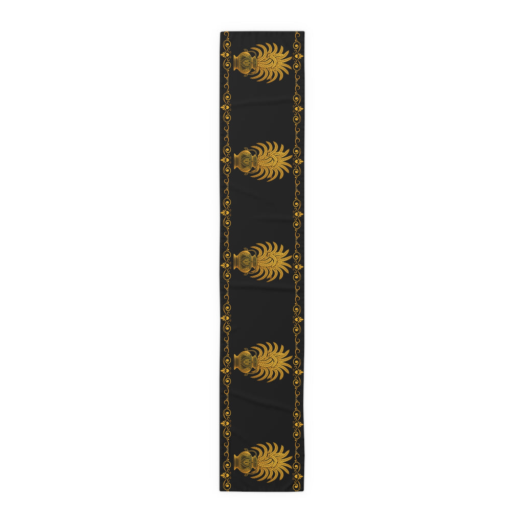Punkalasa Table Runner Sri Lankan Gold Blessing Black Baroque Dining Table Linen